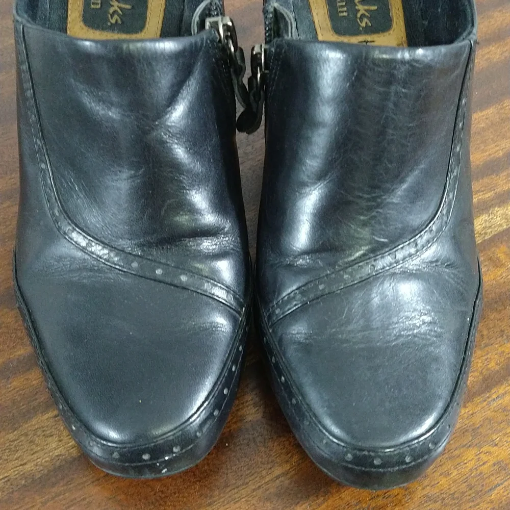 Clarks Black Leather Ankle Boots